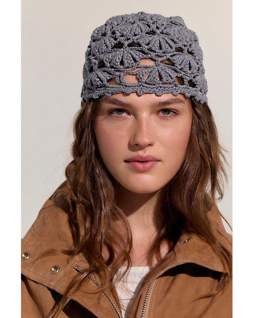 Free People Blue Cora Crochet Knit Skull Cap