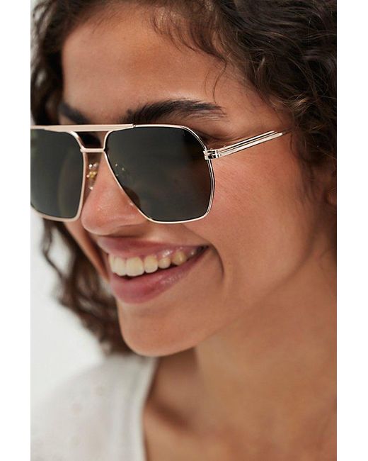 Free People Green Piper Polarized Aviator Sunglasses