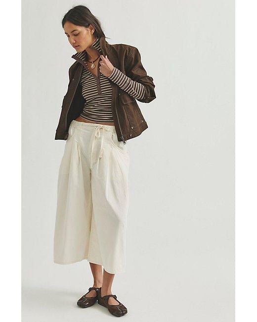 Free People White Telluride Wide-Leg Crop Pull-On Solid Pants