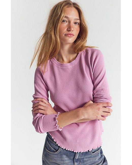 Free People Pink Easy Does It Long Sleeve Tee