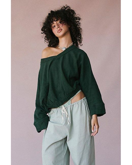 Free People Green Brb Solid Pullover