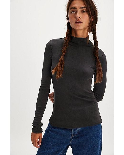 Free People Black Good Good Turtleneck Top