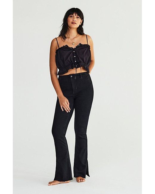 Free People Blue We The Free Level Up Slit Slim Flare Jeans