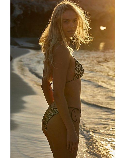 Vanessa Mooney Brown String Bikini Bottoms At Free People In Cheetah, Size: Medium