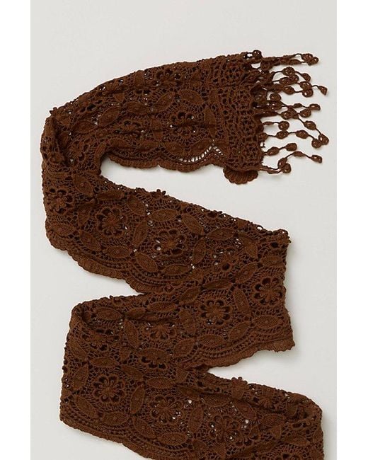 Free People Brown Cora Cutwork Wrap Belt