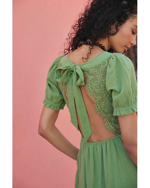 free-est Green All You Need Is Lace Midi Dress By