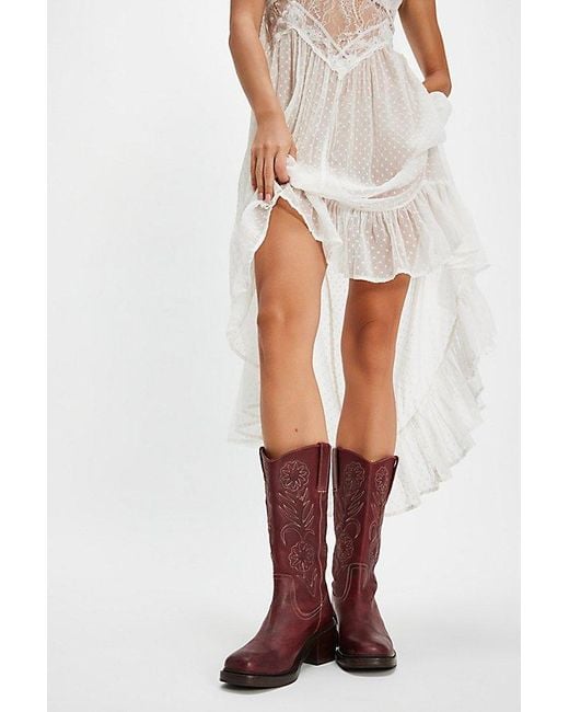 Frye White For Fp Kate Deco Stitch Boots