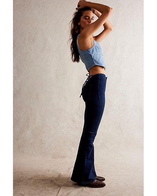 Free People Blue Watch Your Back Flare Jeans