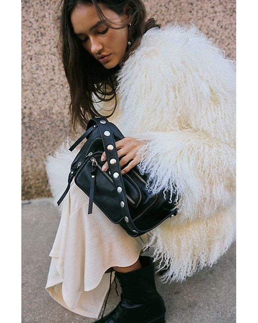 Free People Black Zia Zip Pocket Shoulder Bag