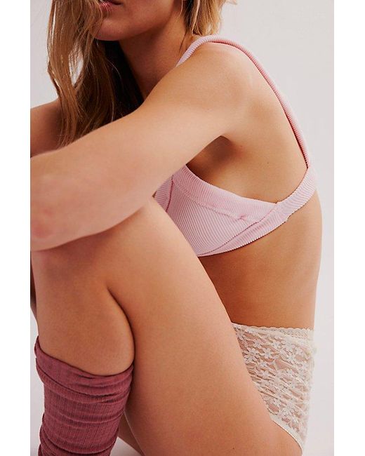 Free People Pink All Day Rib Triangle Bralette