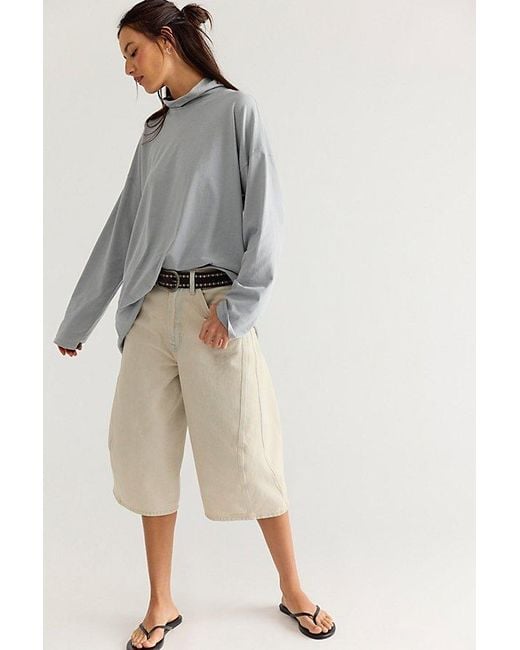 Free People Gray We The Free Nevada Solid Long Sleeve Top
