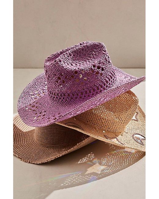 Free People Pink Byron Bay Woven Cowboy Hat