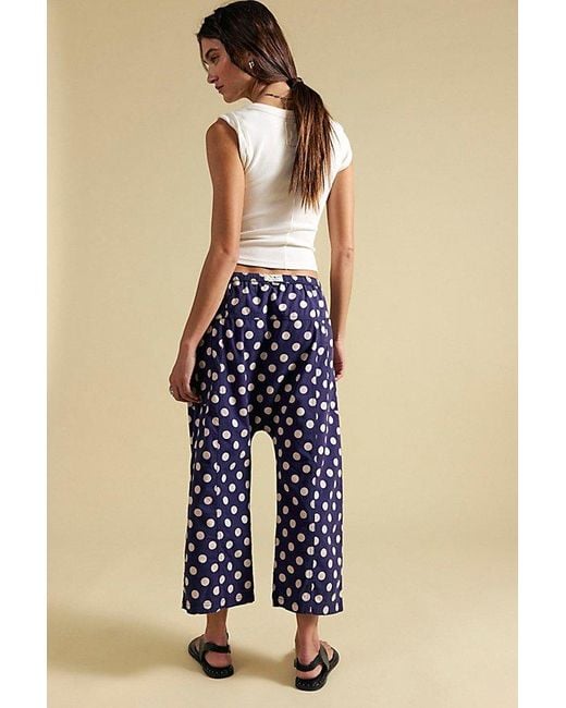Free People Blue Need You Now Printed Cotton-Poplin Harem Pants
