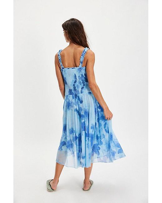knee length dresses for ladies Free People Sweet Nothings Midi Dress Blue Vista Combo / Xs main image 0