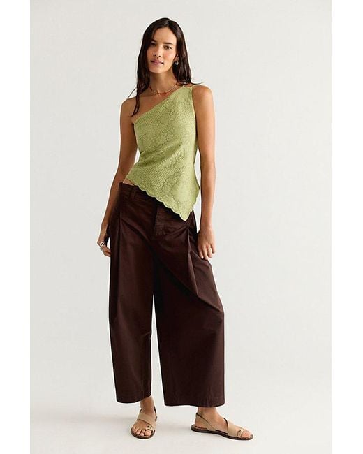 Free People Green Clover One-Shoulder Top