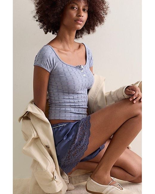 Intimately By Free People Multicolor So Soft Pointelle Henley Top By