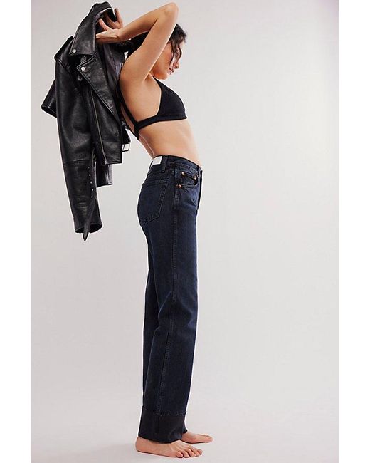 Re/done Blue High-Rise Loose Long Jeans