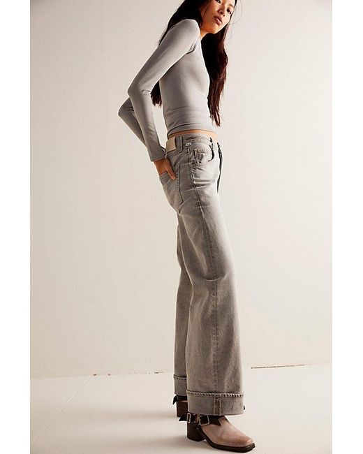 Citizens of Humanity Natural Ayla Baggy Cuffed Crop Jeans At Free People In Quartz Grey, Size: 27