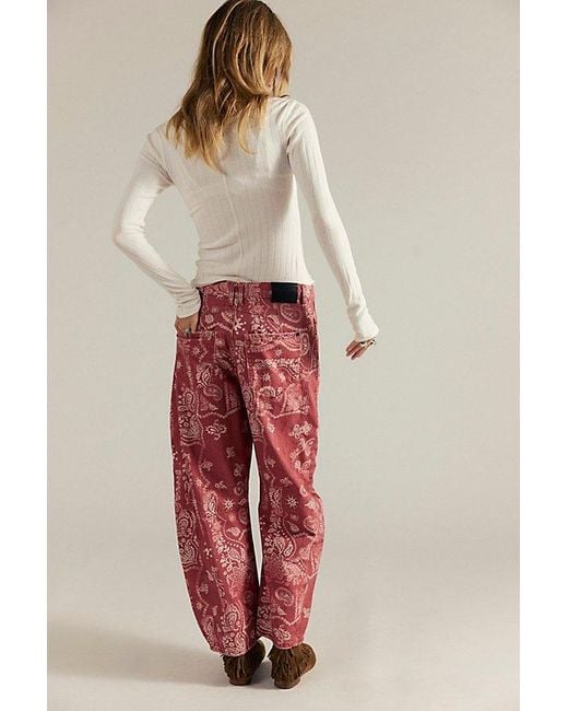 Free People Good Luck Printed Barrel Jeans | Lyst UK