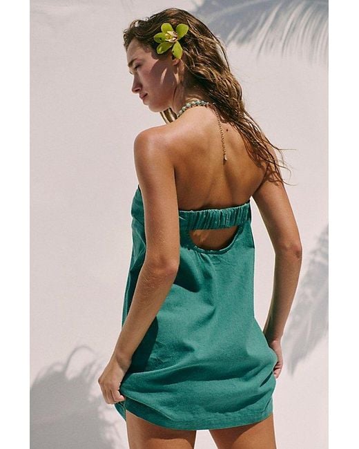 free people green linen dress Essentially The Best Cotton-Linen Mini in adorable