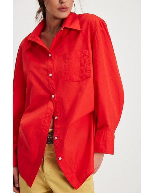 Free People Red Sabine Articulated Shirt