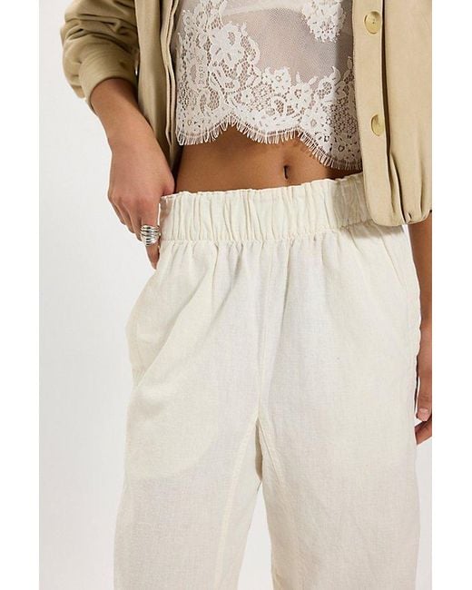 Free People Natural Day's End Linen Pull-On Pants