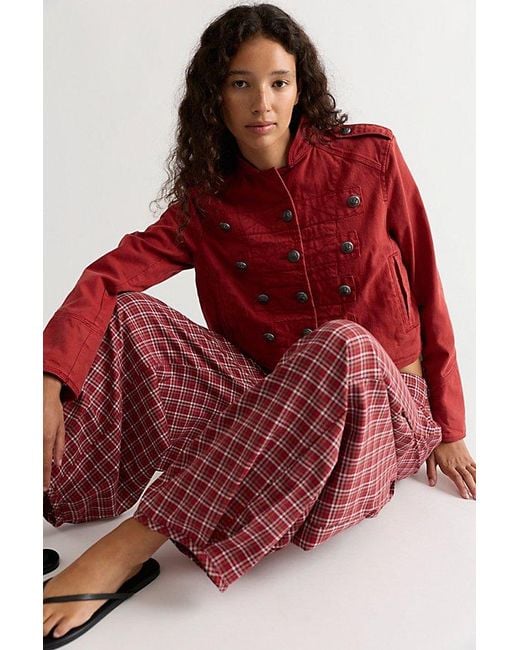 Free People Red Lizzy Low-Rise Pull-On Pants