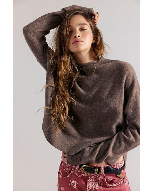 Free People Brown Ambrose Cashmere Turtleneck Sweater