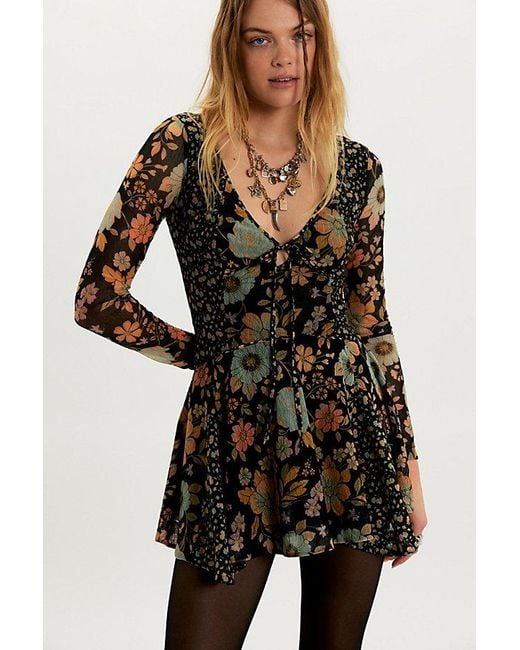 Free People Black Sway With Me Printed Mini Dress