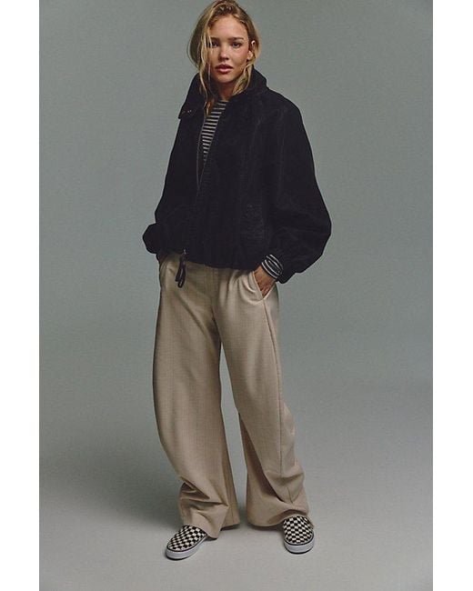 Free People Blue We The Free Chelsea Vegan Suede Funnel-Neck Jacket