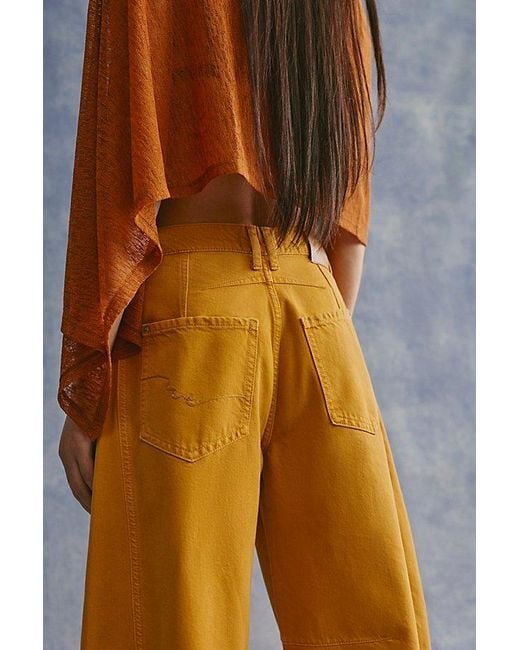 Free People Blue Good Luck Mid-Rise Barrel Jeans