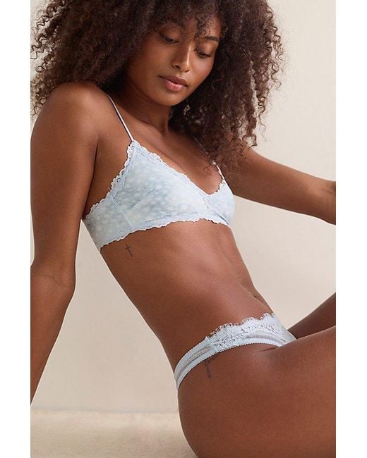 Intimately By Free People Brown Charlie Lace Printed Microfiber V-Neck Bralette By
