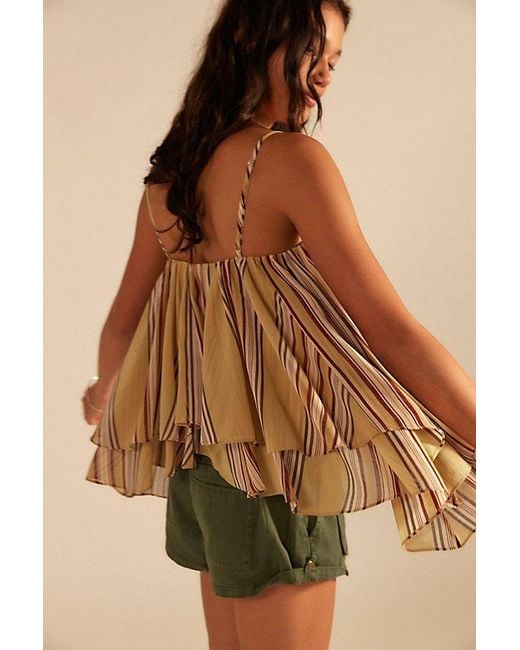 Free People Green Coco Printed Tank Top