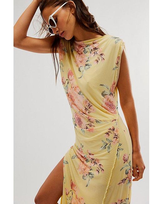 Free People Multicolor Carmel Midi Dress At In Yellow Combo, Size: Small