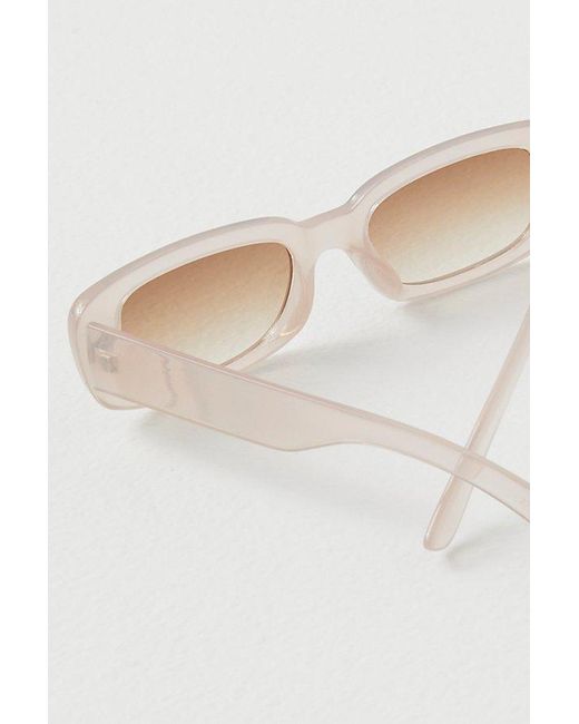 Free People Green New Sensation Rectangle Sunglasses At In Marshmallow
