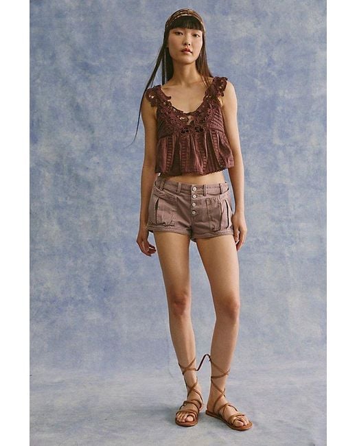 Free People Brown Calipsa Micro Cargo Shorts