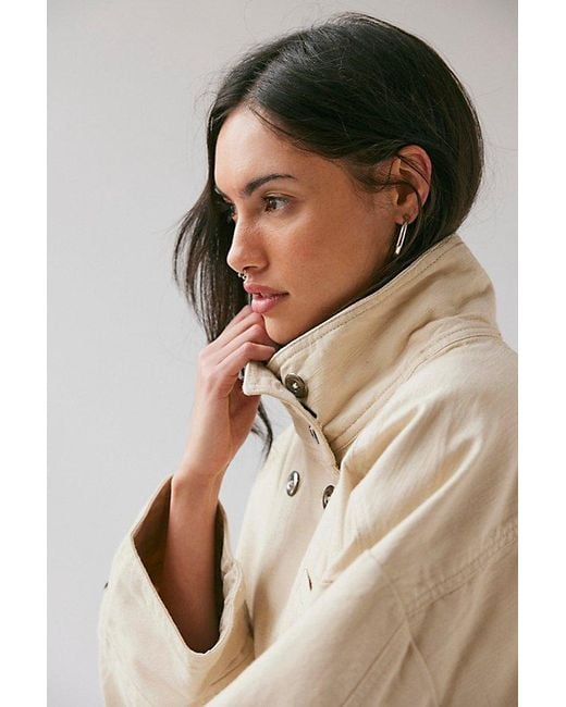 Free People Natural Collins Washed Canvas Funnel-Neck Jacket
