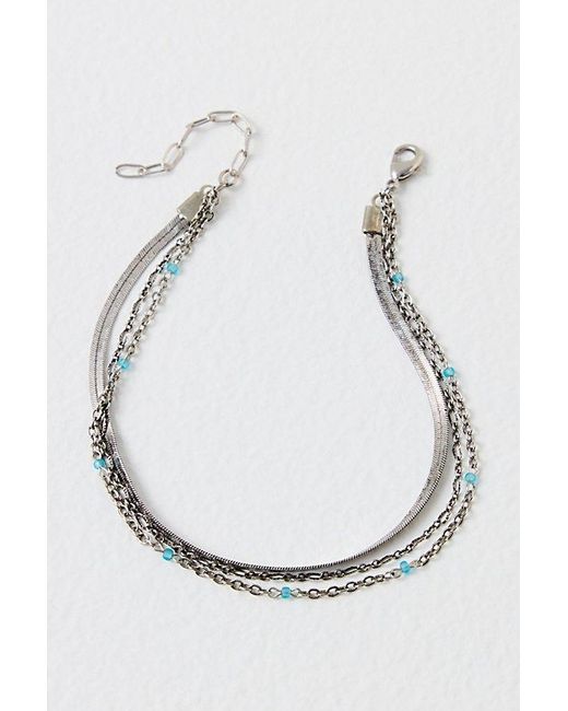 Free People Blue Everything I Wanted Anklet At In Silver Turq