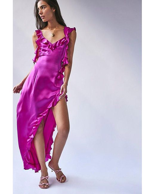 Amanda Uprichard Pink Sonnet Silk Gown At Free People In New Orchid, Size: Small