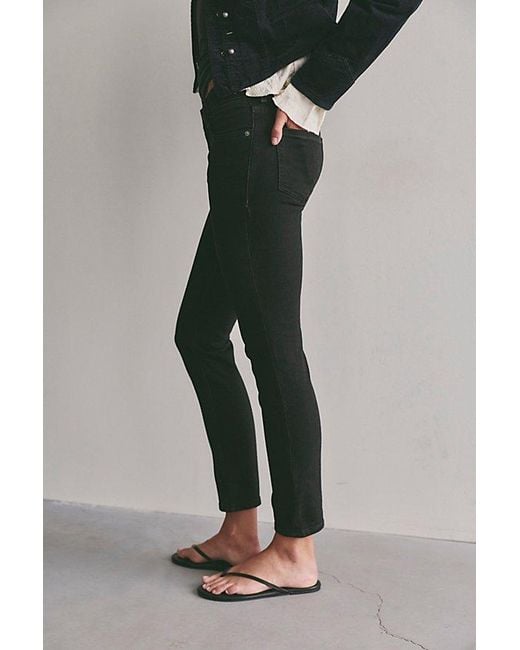 Free People Blue Oracle Low-Rise Slim Straight Jeans