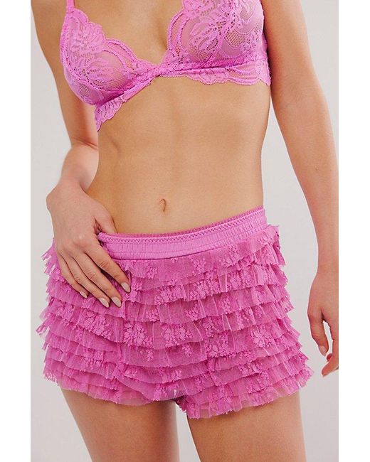 Free People Pink Feeling For Lace Shorties