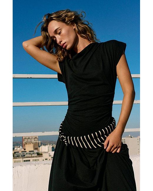 Free People Black Essential Triangle Striped Scarf