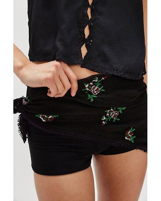 Free People Black Annabelle Embroidered Sheer Scarf