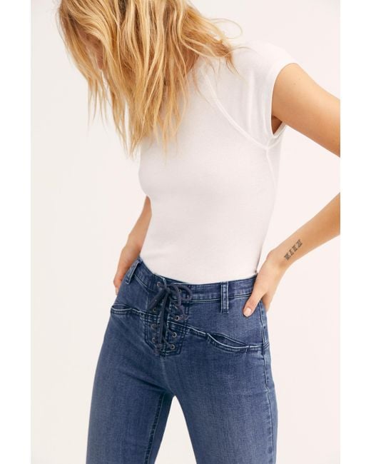 Free People Blue Eva Lace Up Bootcut Jean By We The Free