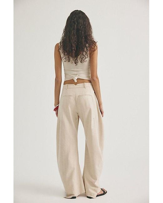Free People Natural Spotlight Menswear Striped Barrel Trousers