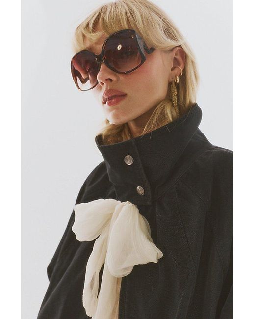 Free People Brown Sofia Square Novelty Sunglasses