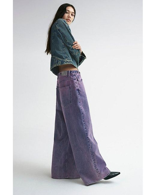 Free People Blue We The Free Electric Feels Dropped Wide-leg Jeans