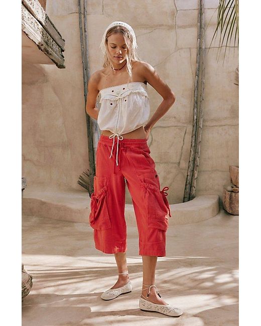 Free People Red Ashton Crop Pants