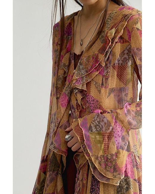 Free People Brown Heirloom Printed Maxi Top