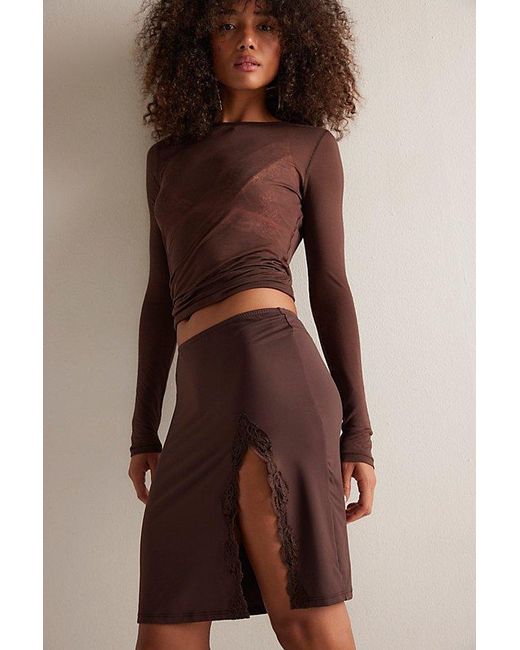 Only Hearts Brown Delicious With Lace Mini Slip Dress